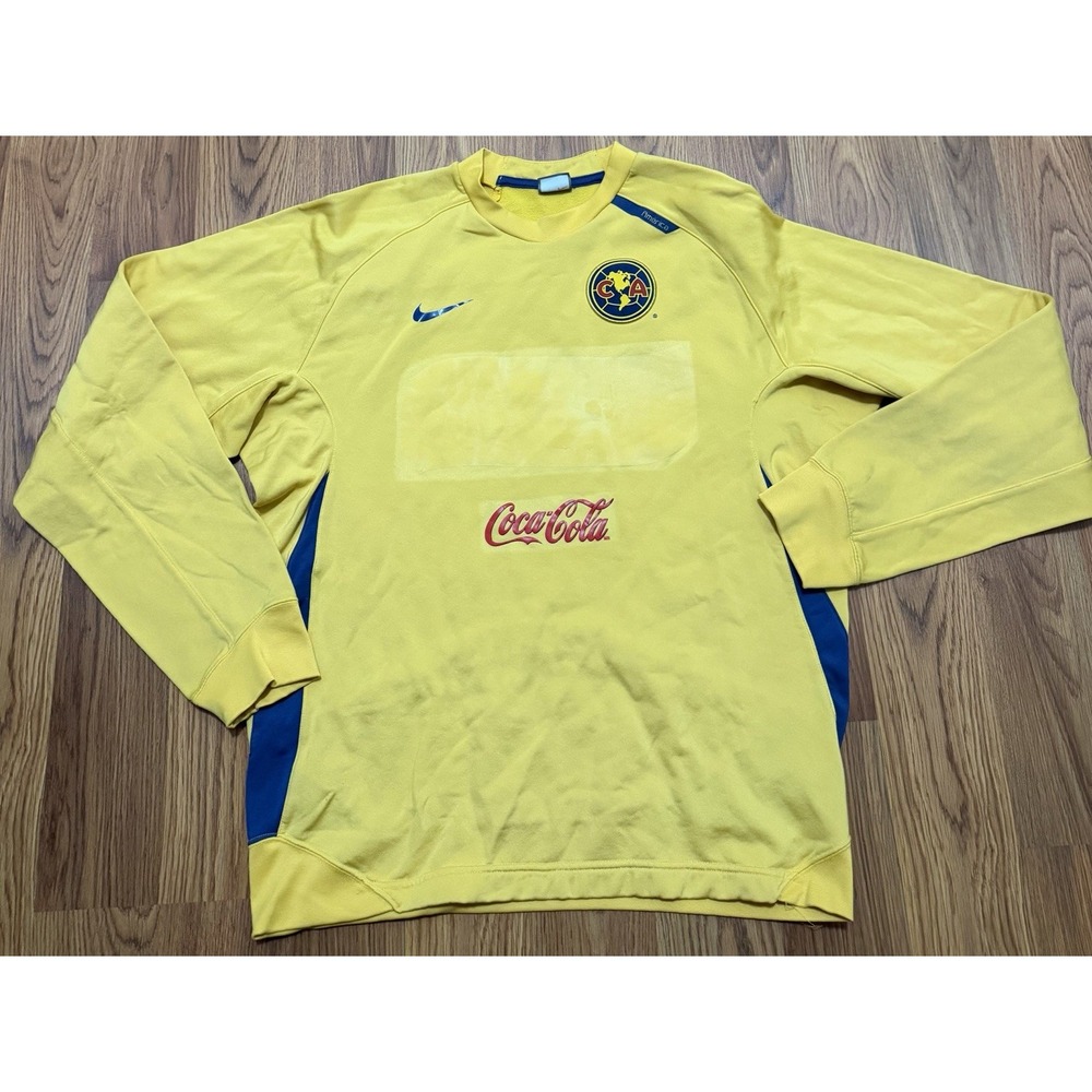 Nike Club America Soccer Training Sweatshirt Mens Large Coca Cola Corona Yellow - Picture 1 of 16